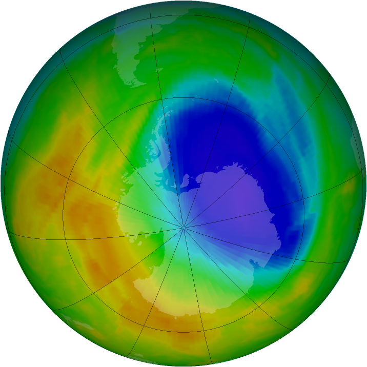 Antarctic ozone map for 30 October 2000